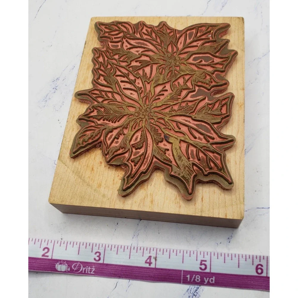 Poinsettia Rubber Stamp Christmas Floral PSX Wood Mounted Rubber Stamp K784